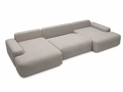 Vente-unique Gran sofá cama rinconera panorámico 7 plazas en tela texturizada DAVISO