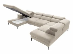 Vente-unique Gran sofá cama rinconera panorámico izquierdo de terciopelo SEPINA de Pascal Morabito