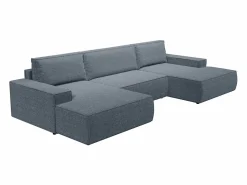 Sale Gran sofá cama rinconera panorámico en tela texturizada AMELIA Sofá Xxl