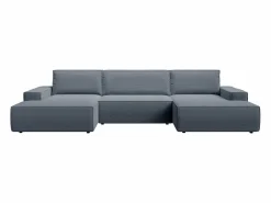 Sale Gran sofá cama rinconera panorámico en tela texturizada AMELIA Sofá Xxl
