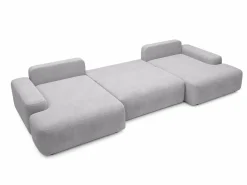 Outlet Gran sofá cama rinconera panorámico 7 plazas en tela texturizada DAVISO Sofá Xxl