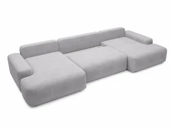Outlet Gran sofá cama rinconera panorámico 7 plazas en tela texturizada DAVISO Sofá Xxl