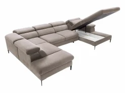 Best Vente-unique Gran sofá cama rinconera panorámico de terciopelo marrón SEPINA de Pascal Morabito Topo