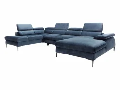 Vente-unique Gran sofá cama rinconera panorámico de terciopelo azul noche SEPINA Pascal Morabito Azul oscuro