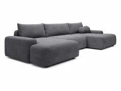 Gran sofá cama rinconera panorámico de 7 plazas en tela texturizada DAVISO Sofá Xxl