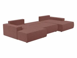Outlet Vente-unique Gran sofá cama rinconera panorámico de tela AMELIA Terracota