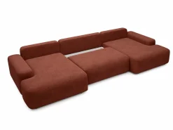 Vente-unique Gran sofá cama rinconera panorámico de 7 plazas en tela texturizada DAVISO