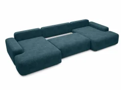 Clearance Gran sofá cama rinconera panorámico de 7 plazas en tela texturizada DAVISO Sofá Xxl