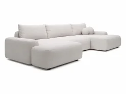 Sale Gran sofá cama rinconera panorámico de 7 plazas en tela texturizada DAVISO Sofá Xxl