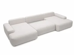 Sale Gran sofá cama rinconera panorámico de 7 plazas en tela texturizada DAVISO Sofá Xxl