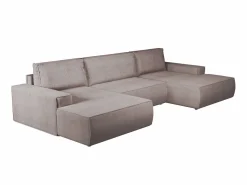 Vente-unique Gran sofá cama rinconera panorámico de pana AMELIA