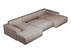 Vente-unique Gran sofá cama rinconera panorámico de pana AMELIA