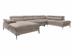Online Vente-unique Gran sofá cama rinconera panorámico izquierdo de terciopelo marrón SEPINA de Pascal Morabito Topo