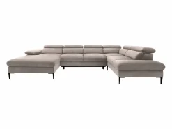 Online Vente-unique Gran sofá cama rinconera panorámico izquierdo de terciopelo marrón SEPINA de Pascal Morabito Topo