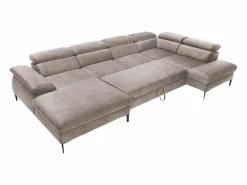 Online Vente-unique Gran sofá cama rinconera panorámico izquierdo de terciopelo marrón SEPINA de Pascal Morabito Topo