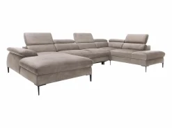 Online Vente-unique Gran sofá cama rinconera panorámico izquierdo de terciopelo marrón SEPINA de Pascal Morabito Topo