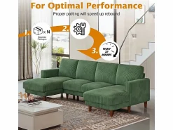 Outlet Gran sofá de esquina panorámico - 4 plazas - chaise longue 109cm - de pana - 269x140x86 - Sofá De Terciopelo|Sofá - 4 Plazas