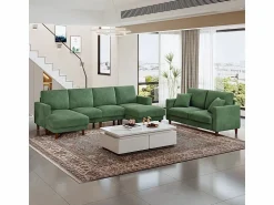 Outlet Gran sofá de esquina panorámico - 4 plazas - chaise longue 109cm - de pana - 269x140x86 - Sofá De Terciopelo|Sofá - 4 Plazas