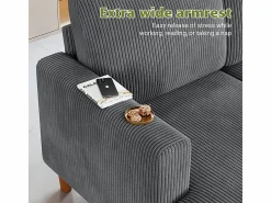 Sale Gran sofá de esquina panorámico - 4 plazas - chaise longue 109cm - de pana - 269x140x86 - Todos Los Sofás|Sofá De Terciopelo