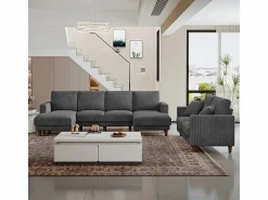 Sale Gran sofá de esquina panorámico - 4 plazas - chaise longue 109cm - de pana - 269x140x86 - Todos Los Sofás|Sofá De Terciopelo
