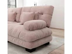 Online Gran sofá esquina modular - 3 plazas - con 2 pouf y 5 cojines - tejido felpa - 313x145x81cm Todos Los Sofás|Sofá Modular