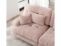 Online Gran sofá esquina modular - 3 plazas - con 2 pouf y 5 cojines - tejido felpa - 313x145x81cm Todos Los Sofás|Sofá Modular