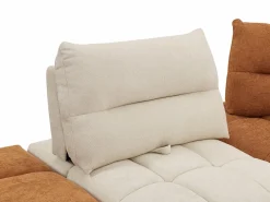 Vente-unique Gran sofá rinconera con respaldo avanzable y reclinable en tela beige y terracota APOLIU