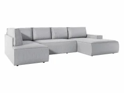 Gran sofá rinconera derecha panorámico convertible en terciopelo claro AMELIA Sofás Y Sillones|Sofá Xxl