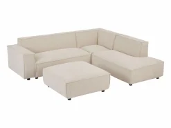 Online Vente-unique Gran sofá rinconera derecha y otomano de pana en BORORE Beige