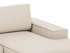 Discount Vente-unique Gran sofá rinconera derecha panorámico en tela texturizada AMELIA Beige