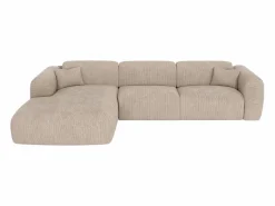 Outlet Vente-unique Gran sofá rinconera izquierda convertible express en pana fina de pana fina POGNI Beige