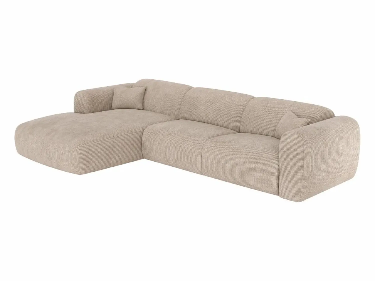 Outlet Vente-unique Gran sofá rinconera izquierda convertible express en pana fina de pana fina POGNI Beige