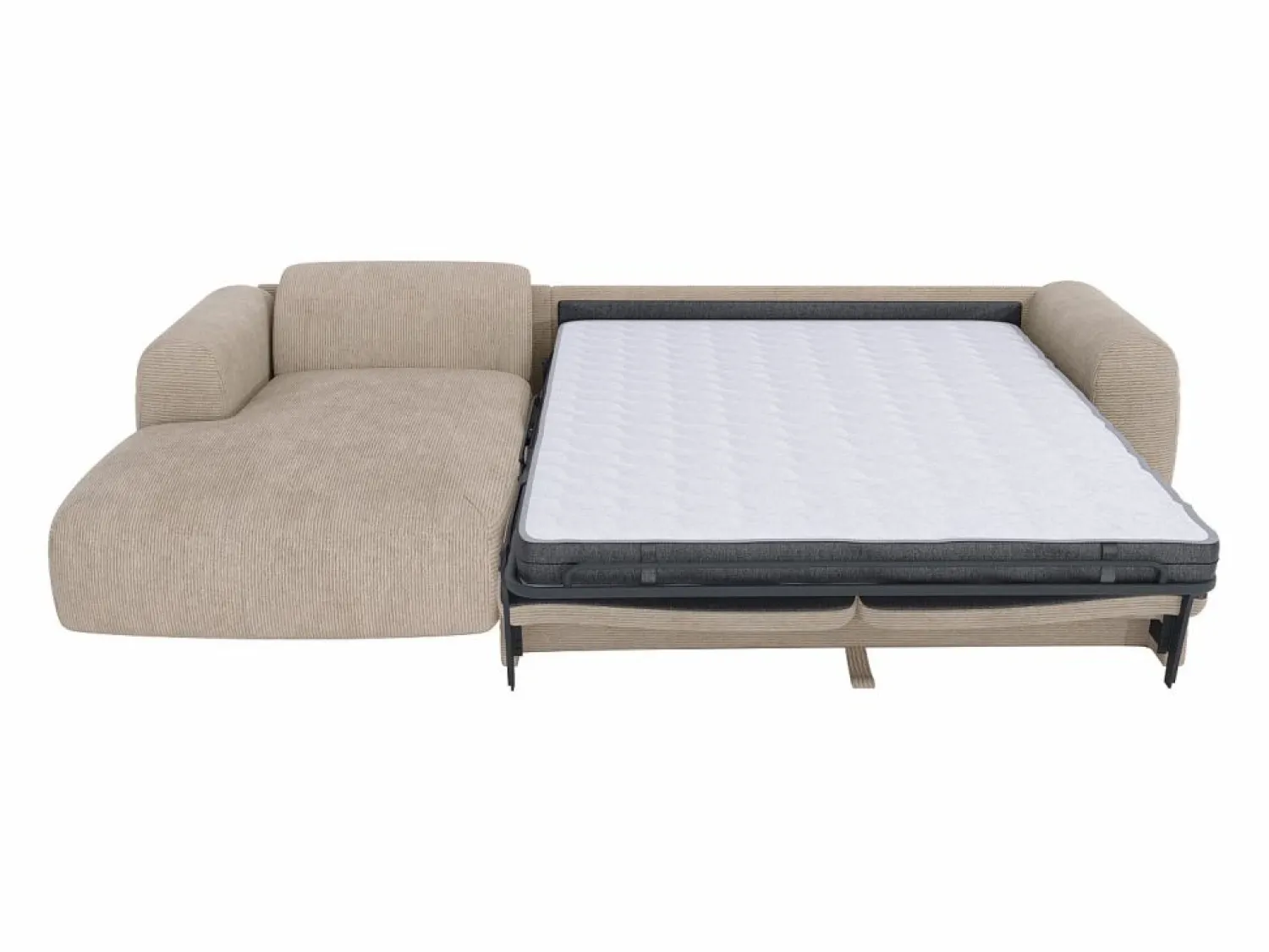 Outlet Vente-unique Gran sofá rinconera izquierda convertible express en pana fina de pana fina POGNI Beige