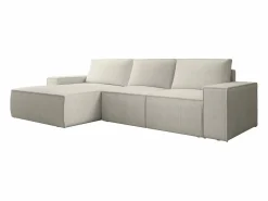 Hot Vente-unique Gran sofá rinconera izquierda de pana AMELIA Beige