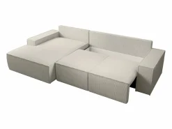 Hot Vente-unique Gran sofá rinconera izquierda de pana AMELIA Beige