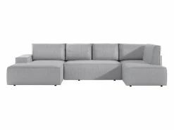 Online Vente-unique Gran sofá rinconera izquierda panorámico en terciopelo claro AMELIA Gris