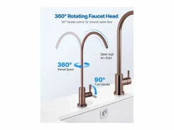 Grifo de Agua Potable SucceBuy sin Plomo en Acero Inoxidable, Grifo de Ósmosis Inversa con Válvula en Latón Macizo, Anticorrosivo y Duradero, para Cocina