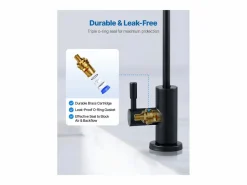 Outlet Grifo de Agua Potable SucceBuy sin Plomo en Acero Inoxidable, Grifo de Ósmosis Inversa con Válvula en Latón Macizo, Filtrado de Arco Alto, Giratorio 360° Negro