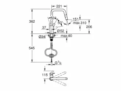 GROHE Grifo de cocina con grifo Start caño alto mate 2 chorros