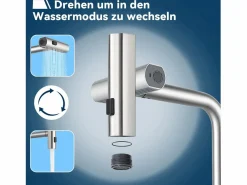 Discount NETTLIFE Grifo de cocina extraíble - Grifo mezclador para fregadero de 360° con ducha de acero inoxidable, 2 modos de pulverización Plateado
