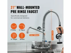 Online Grifo de Cocina SucceBuy para Fregadero de Montaje en Pared - Con Rociador de Prelavado, 53.3 cm Grifo De Cocina