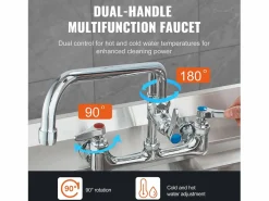 Outlet Grifo de Cocina SucceBuy para Fregadero de Montaje en Pared - Con Rociador de Prelavado, 63.5 cm Grifo De Cocina
