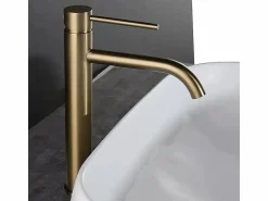 Clearance Rea Grifo De Lavabo Lungo High Brush Gold Dorado