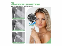 NETTLIFE Grifo mezclador de baño con ducha de mano, grifo de pared de acero inoxidable, monomando, instalación vista para baño