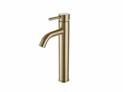 Shower & Design Grifo mezclador mecánico redondo de acero inoxidable cepillado - - Alt. 30,6 cm - SALAVAN