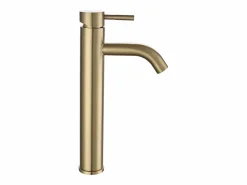 Shower & Design Grifo mezclador mecánico redondo de acero inoxidable cepillado - - Alt. 30,6 cm - SALAVAN