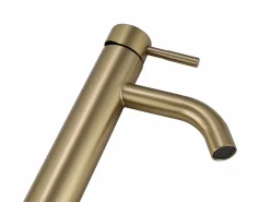 Shower & Design Grifo mezclador mecánico redondo de acero inoxidable cepillado - - Alt. 30,6 cm - SALAVAN