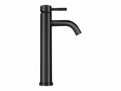New Shower & Design Grifo mezclador mecánico redondo de acero inoxidable cepillado, mate, Alt. 29,6, SALAVAN Negro