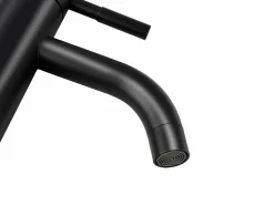 New Shower & Design Grifo mezclador mecánico redondo de acero inoxidable cepillado, mate, Alt. 29,6, SALAVAN Negro