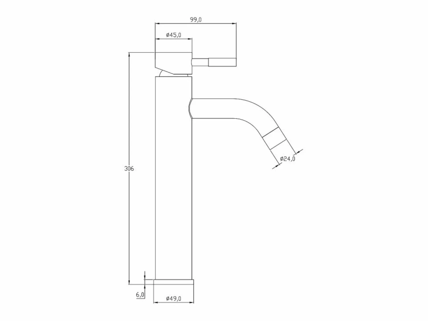 New Shower & Design Grifo mezclador mecánico redondo de acero inoxidable cepillado, mate, Alt. 29,6, SALAVAN Negro